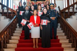 Carolina Mejía y la embajadora Jacqueline DeLima reafirman la amistad entre República Dominicana y Canadá en emotiva celebración del Día de Canadá.